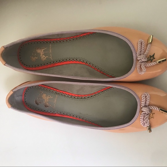 SAM EDELMAN Ava Patent Leather Ballet Flats Shoes Bow Melba Peach Slides Vegan - Picture 5 of 8
